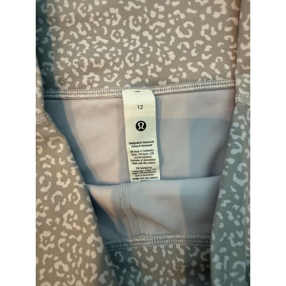 Lululemon Wunder Train High Rise Gray Leopard Print Leggings Size 12 - Picture 4 of 5